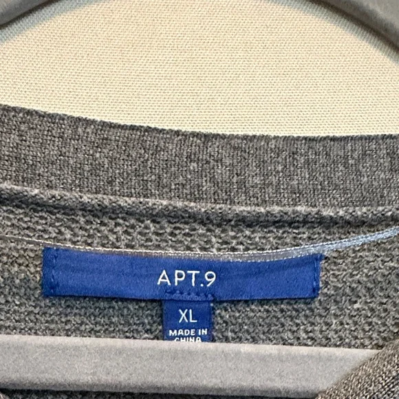 Apt. 9 Charcoal Gray Textured Knit Sweater XL Lightweight Minimalist Workwear - Picture 3 of 15